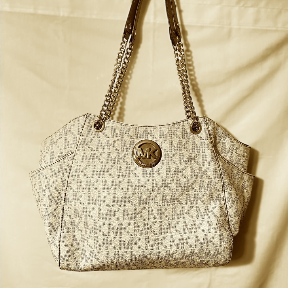 Michael Kors Cream Monogram Shoulder Bag